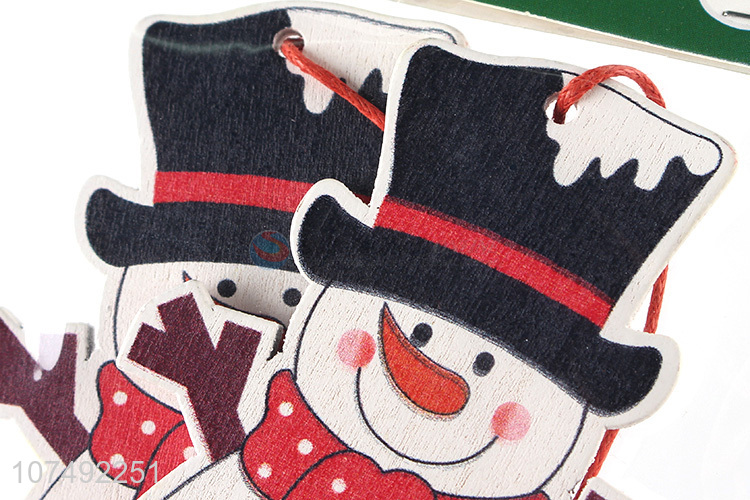 Hot Selling Christmas Snowman Shape Wooden Pendant Christmas Decoration