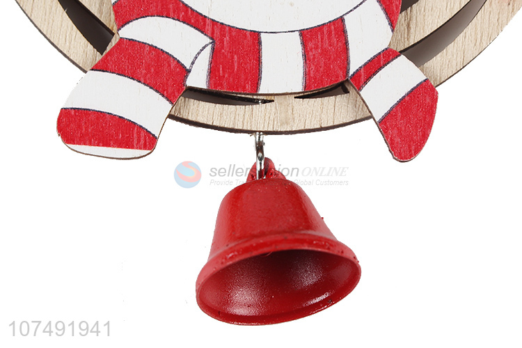 Wholesale Christmas Snowman Ornaments Wooden Xmas Tree Hanging Tinkle Bell Pendant