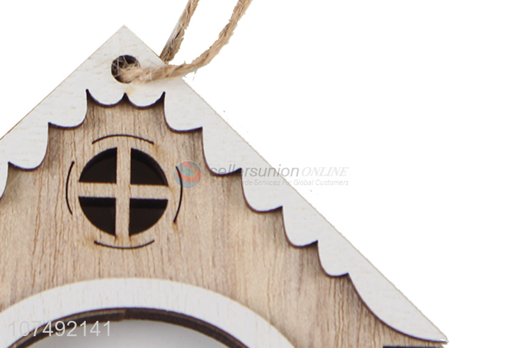 New Product House Shape Wooden Pendant Christmas Wooden Craft Decoration