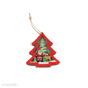 Wholesale Price Wooden Hanging Decoration Christmas Tree Ornament With Light