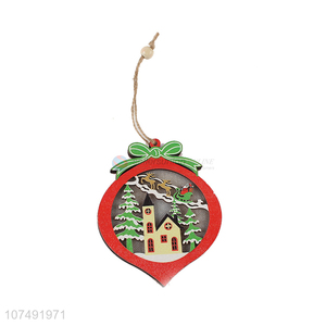 Good Quality Christmas Decorations Openwork Wooden Pendant With Light
