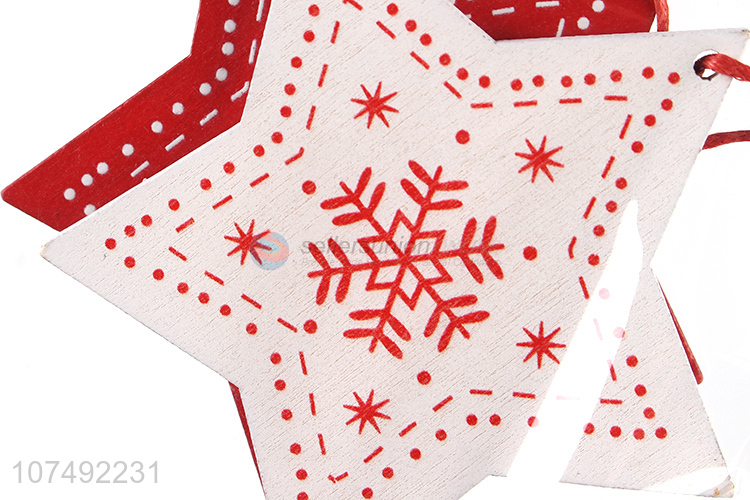 Promotion Star Shape Christmas Wooden Decoration Hanging Ornaments Xmas Tree Decoration