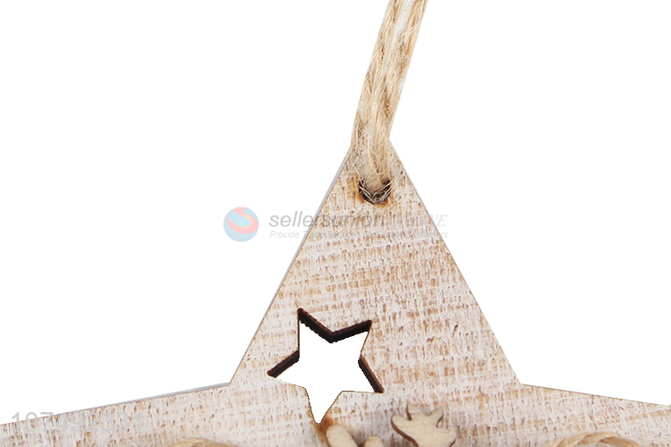 High Sales Christmas Tree Hanging Star Decoration Wooden Star Hanging Ornament