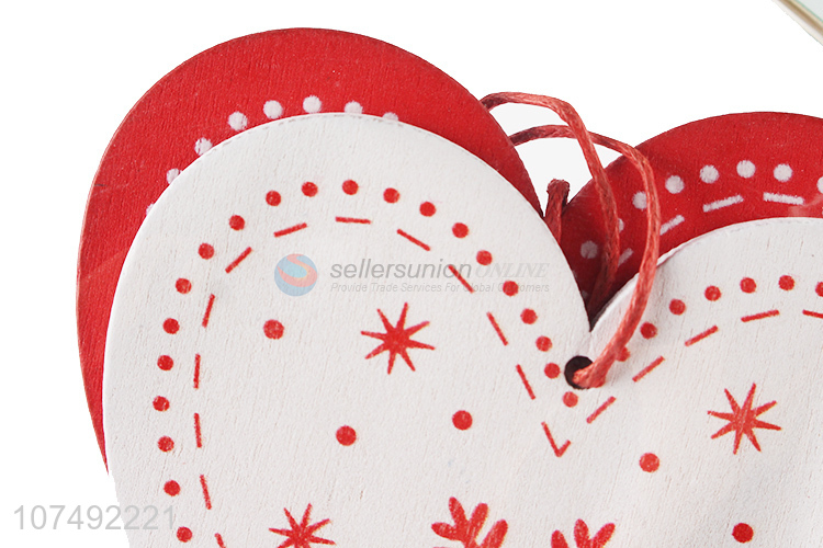 Best Price Heart Shape Christmas Wooden Hanging Ornament Decoration For Xmas Tree