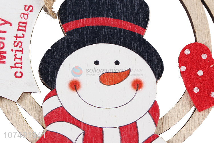 Wholesale Christmas Snowman Ornaments Wooden Xmas Tree Hanging Tinkle Bell Pendant