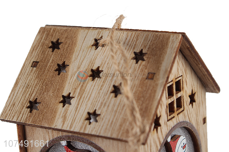 New Product Hanging Led Light Wooden House Pendant For Christmas Decoration