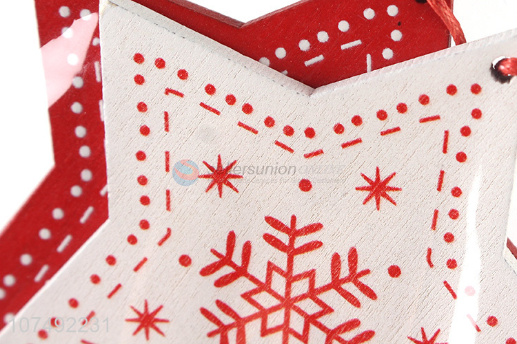 Promotion Star Shape Christmas Wooden Decoration Hanging Ornaments Xmas Tree Decoration