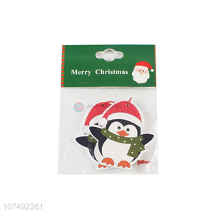 New Arrivals Cute Penguin Shape Wooden Christmas Hanging Ornament Xmas Decoration