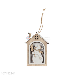 New Product House Shape Wooden Pendant Christmas Wooden Craft Decoration