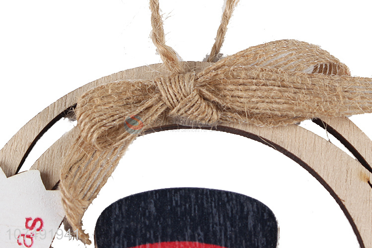 Wholesale Christmas Snowman Ornaments Wooden Xmas Tree Hanging Tinkle Bell Pendant