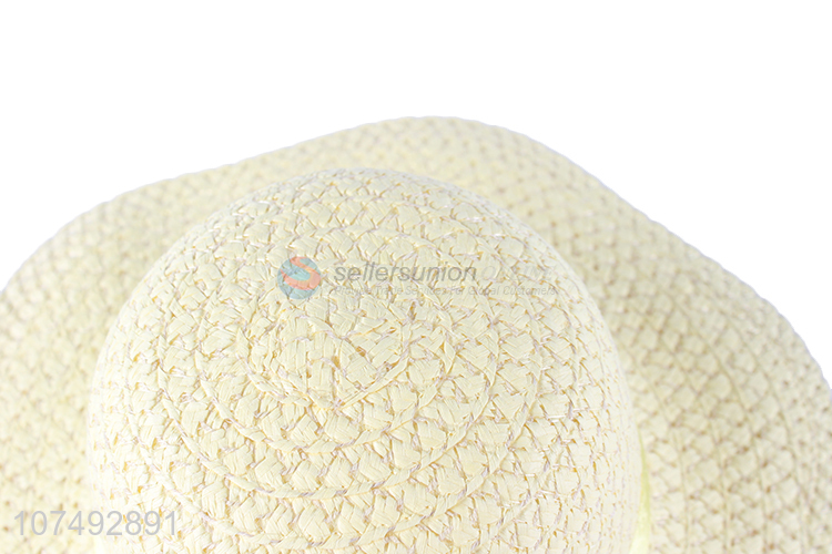 Wholesale Outdoor Bowknot Design Summer Sun Cap Girls Straw Hat