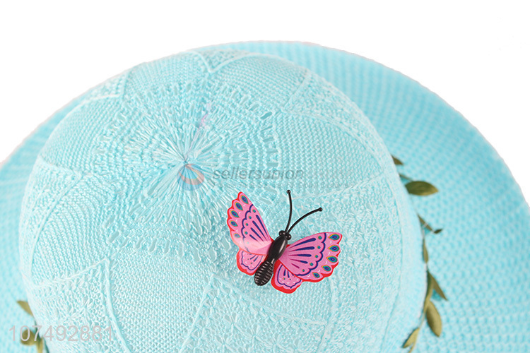 Contracted Design Outdoor Knitted Hat With Flower Decoration