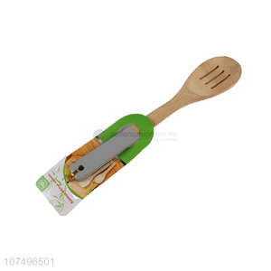 Hot sale natural bamboo slotted spoon kitchen cookware