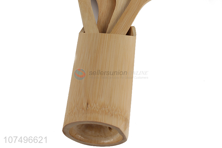 Competitive price eco-friendly kitchen supplies bamboo spoon set with holder