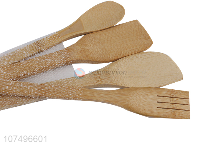 Bottom price kithen accessories natural bamboo turner set with holder