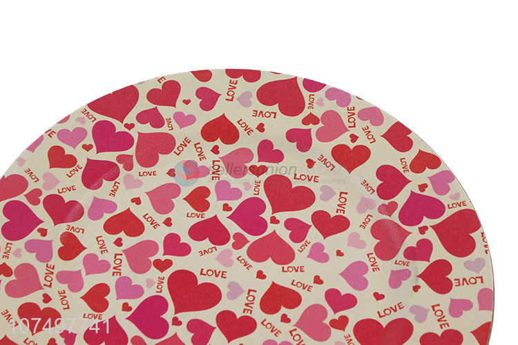 Wholesale Love-Heart Printing Plastic Food Serving Plate