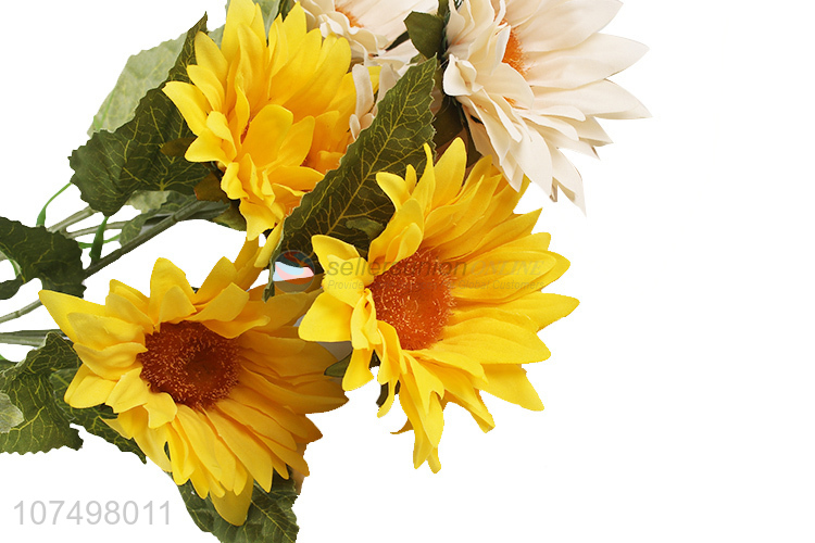 China manufacturer 3 heads aritificial sunflower bouquet for home decoration
