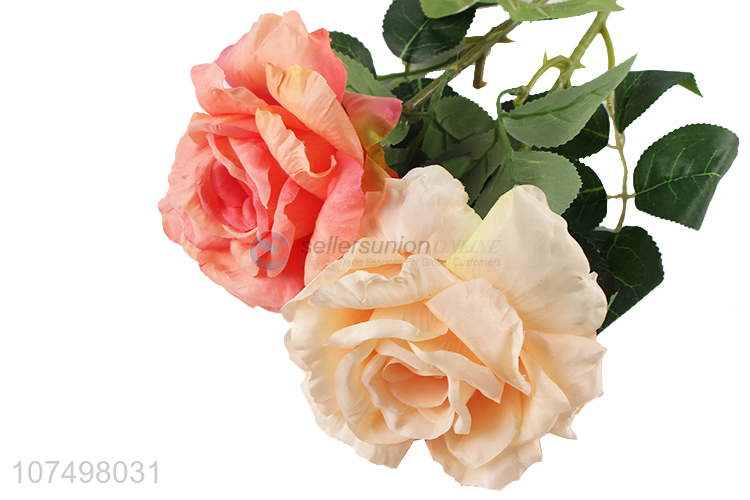 Hot sale home wedding decoration single artificial rose flase flowers