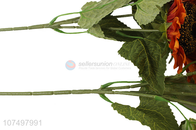 Promotional decorative 3 heads aritificial sunflower fake flowers