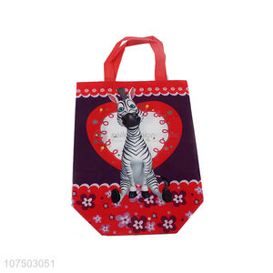 Wholesale Cartoon Animal Pattern Supermarket Reusable Non-Woven Grocery Tote Bag