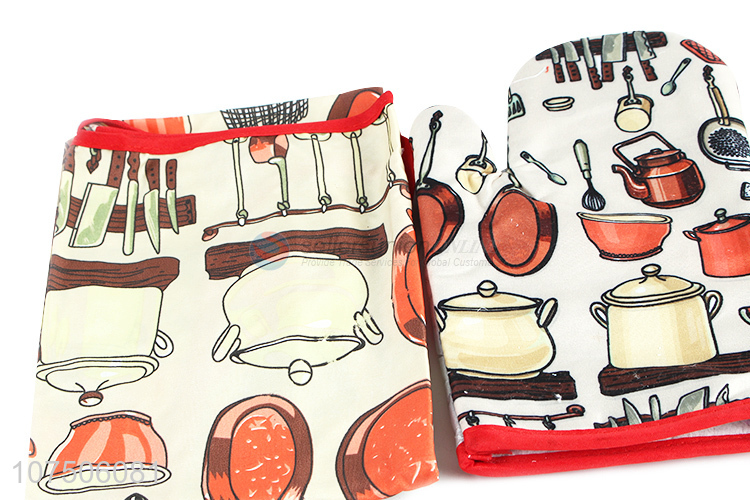 New arrival kitchen heatproof apron oven gloves and pot holder set