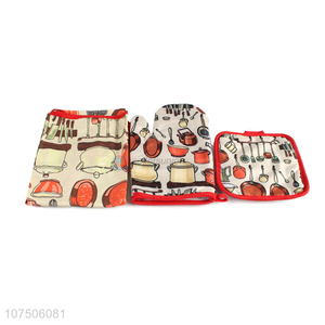 New arrival kitchen heatproof apron oven gloves and pot holder set