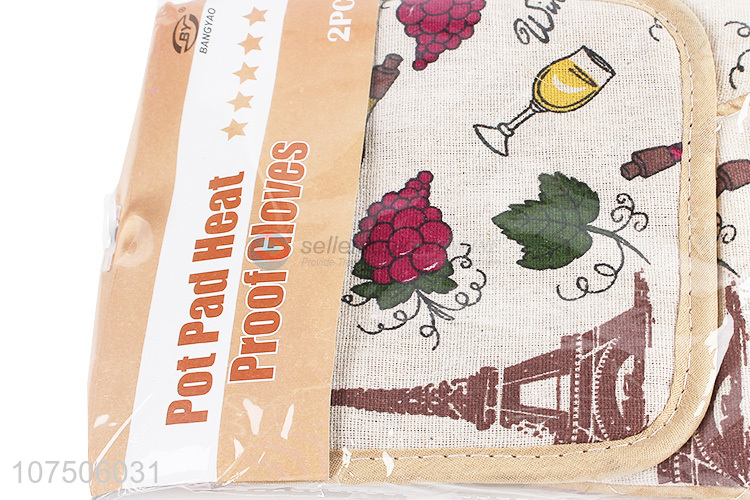 China supplier heatproof anti-slip microwave oven gloves and pot holder set