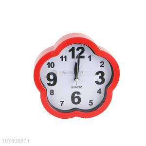 Good quality flower shape plastic table alarm clock bedroom clock