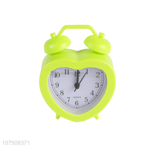 Hot selling heart shape twin bell alarm clock students alarm clock