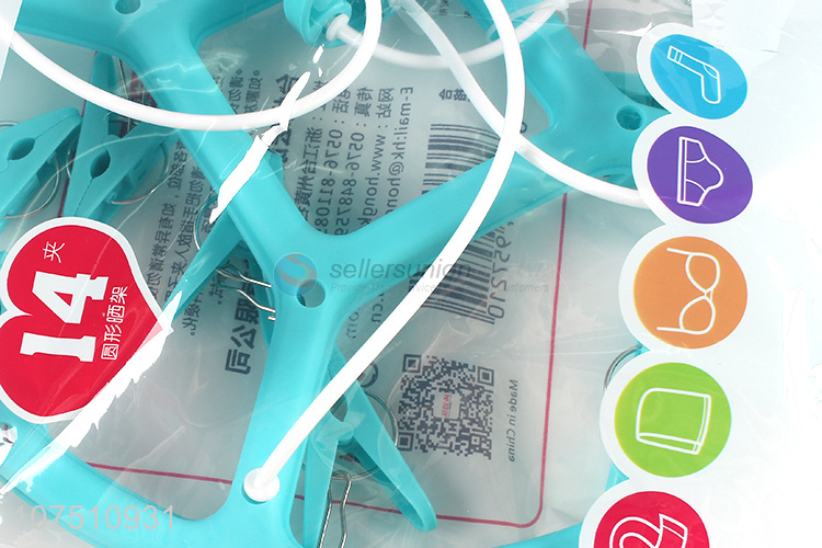 New Selling Promotion Plastic Round Shape Cloth Hanger With Peg Clips