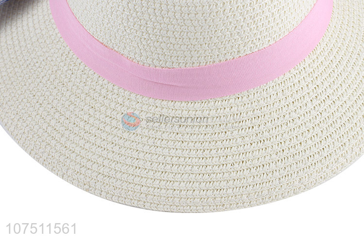 New arrival graceful women paper straw hat ribbon sun hat