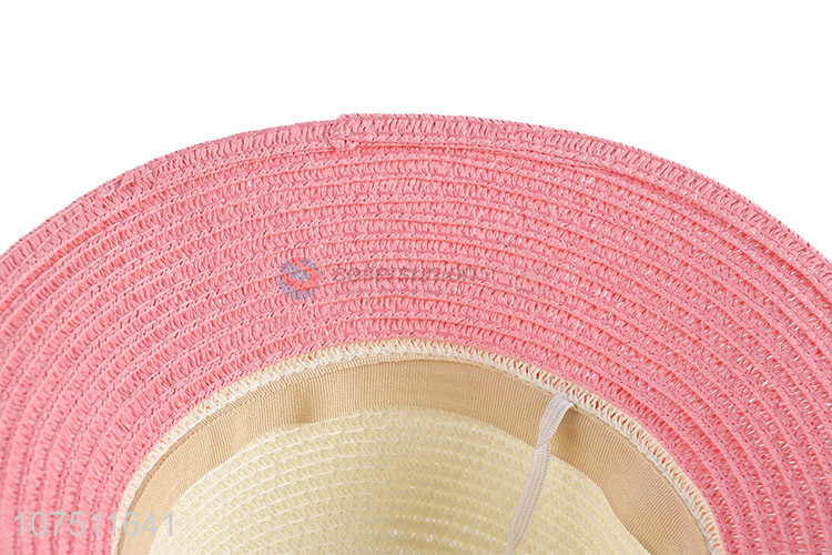 Promotional fashion summer bowmnot sun hat paper straw hat for children