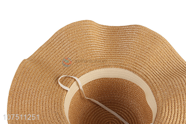 China factory fashion wide brim sun hat ladies paper straw hat