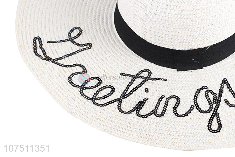 Promotional ladies outdoor travel paper straw hat sun hat