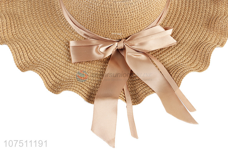 Factory direct sale ladies fashion floppy summer wide brim straw hat