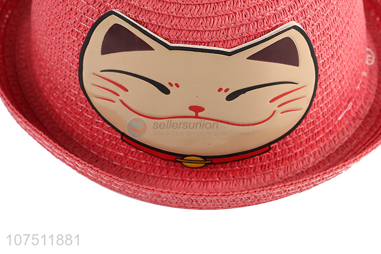 China supplier cartoon cat children summer sun hat straw hat