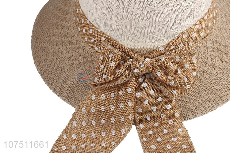 Good quality graceful summer knitting women sun hat with ribbon