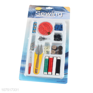 Good quality home sewing set with thread, needle, button, scissor & pin
