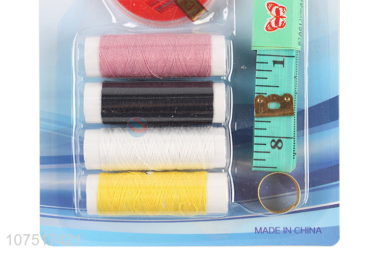 High quality sewing tool set with thread, needle, tape measure & thimble