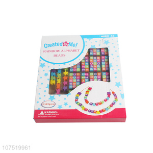 Low price kids diy beads set wooden rainbow alphabet beads set