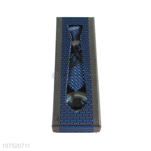 Latest design jacquard men's bow tie necktie and cufflinks set