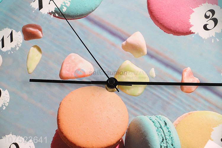 Most popular Nordic trendy wall clock personality macarons pattern silent hanging clocks