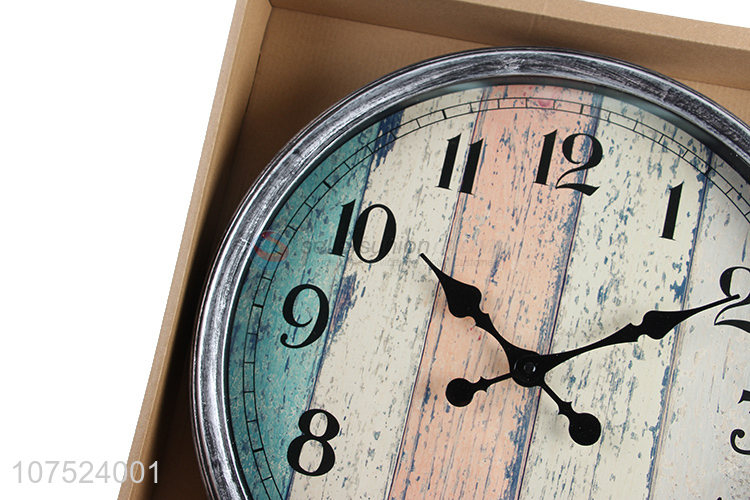 High quality Nordic trendy wall clock wood grain silent hanging clocks