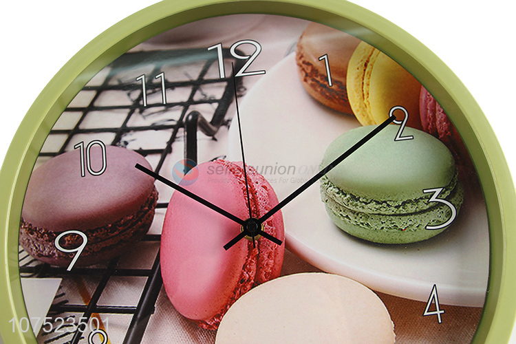 High quality macarons pattern wall clock no-punch quartz clock for classroon decoration