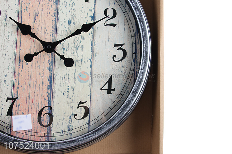 High quality Nordic trendy wall clock wood grain silent hanging clocks
