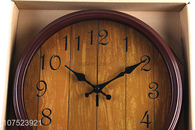 Factory price modern creative wood grain wall clock living room wall clock