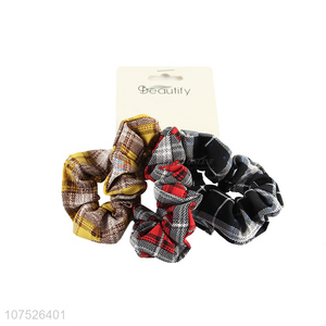 Best selling plaid elastic hair scrunchies ponytail holder for women