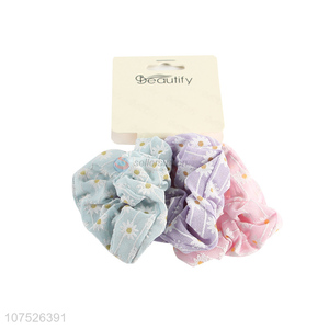 High quality daisy printed hair scrunchies hair bands fashion accessories