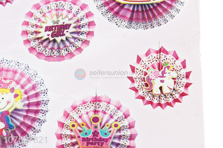Popular Color Printing Birthday Party Decoration Round Paper Fans