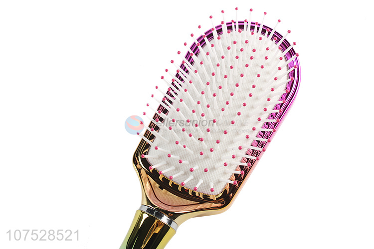 Latest Rainbow Paddle Hair Brush Salon Hairdressing Comb